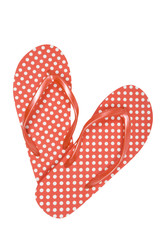 Red flip flops or thongs with dots. Clipping path included.