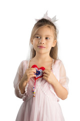 Dreamy Girl with Hand-Crafted Heart