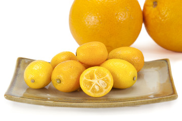 Cumquat or kumquat  on white background