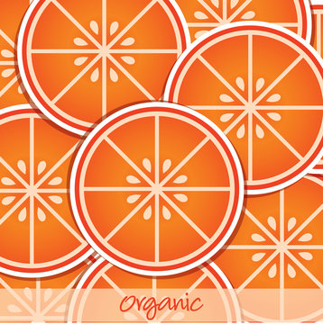Organic blood orange slice background/card in vector format.
