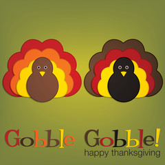 Felt turkey Thanksgiving card in vector format. 