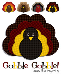 Plaid turkey stickers in vector format.