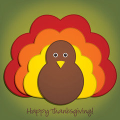 Happy Thanksgiving cute material turkey card in vector format.