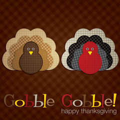 Plaid turkey Thanksgiving card in vector format.