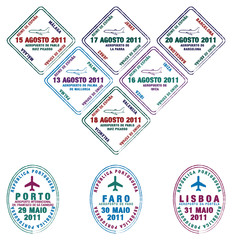 Portuguese and Spanish Passport stamps