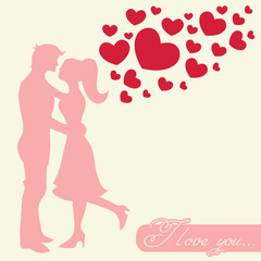 Plakat Romantyczni kochankowie Valentine sylwetka