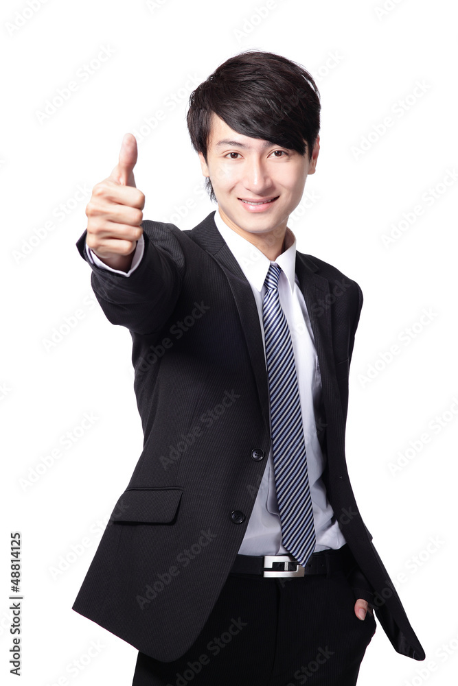 Canvas Prints handsome business man show thumb up