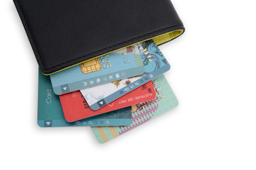 Black wallet with Credit Cards Bunch