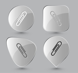 Clip. Glass buttons. Vector illustration.