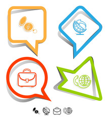 Business icon set. Paper stickers. Vector illustration.