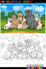 Poster Bricolage caricature de chiens de race pure pour cahier de coloriage
