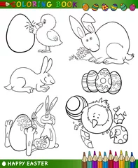 Door stickers DIY easter cartoon themes for coloring