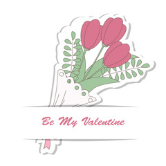 Happy Valentines Day, hand drawing  on white background