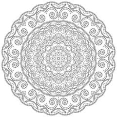 Ornamental lace in a circle on a white background. Floral design