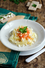 Fettuccine with sauce, baked pepper