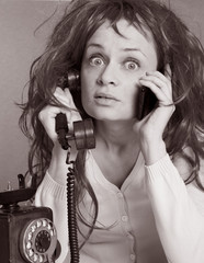 funny women with old phone © Vesna Cvorovic