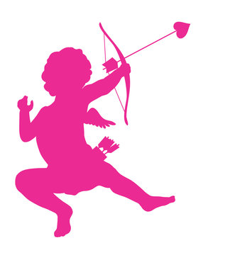 recommend clip art: Shooting cupid vector silhouette