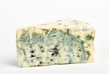 blue cheese on white background