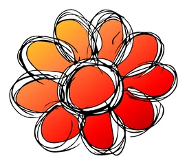 Foto op Plexiglas Abstracte bloemen Bloem, rood-geel