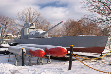 Old Soviet military boat during the Second World War