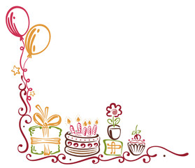Geburtstag, Torte, Geschenke, birthday, Ranke