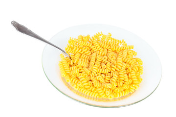Macaroni in a transparent plate