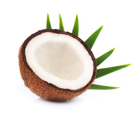 Coconut with leaves