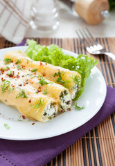 cannelloni stuffed with spinach and soft cheese