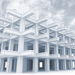 Abstract architecture light blue monochrome background