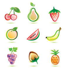 green fruits icons set