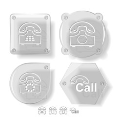 Business icon set. Glass buttons. Vector illustration.