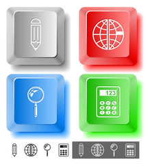 Education icon set. Computer keys. Vector illustration.