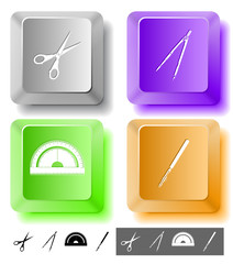 Education icon set. Computer keys. Vector illustration.