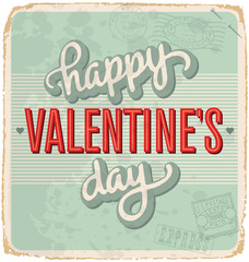 hand-lettered vintage valentines card (vector)