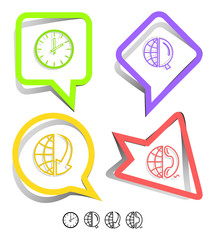 Business icon set. Paper stickers. Vector illustration.