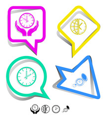 Business icon set. Paper stickers. Vector illustration.