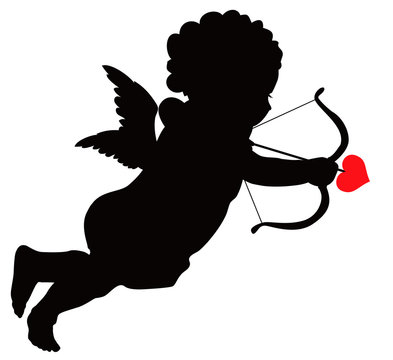 Aiming cupid vector silhouette