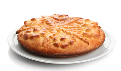 tasty homemade pie, isolated on white