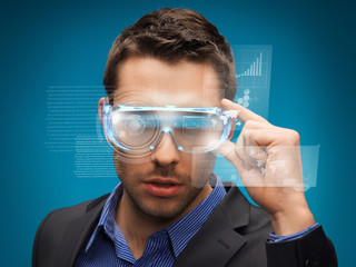 businessman with digital glasses