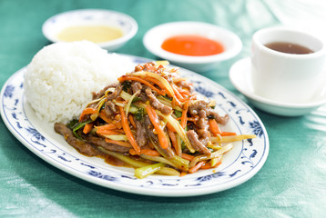Chinese roast pork with mixed vegetables
