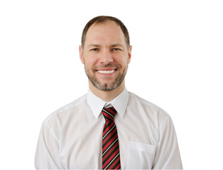 Smiling business man isolated on white background