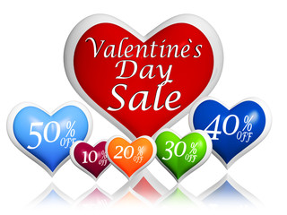valentines day sale and different percentages rebate in hearts b