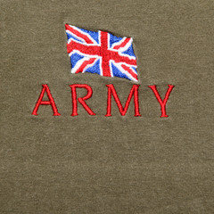 British Army logo on a khaki background