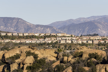 Modern California hillside homes in the San Fernando Valley.