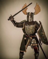 Medieval knight with sword and shield