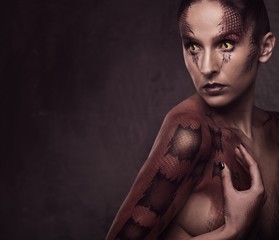 Woman with snake body-art