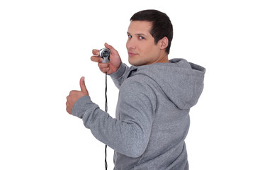 Man holding a stopwatch