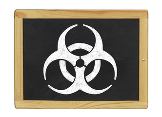 Biohazard Symbol  auf einer Schiefertafel