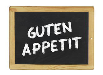 Fototapeta premium Guten Appetit auf einer Schiefertafel