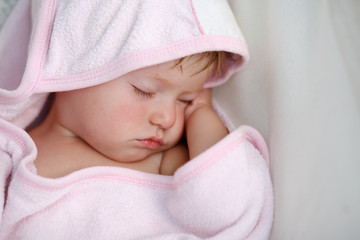 Fototapeta na wymiar Sleeping baby girl